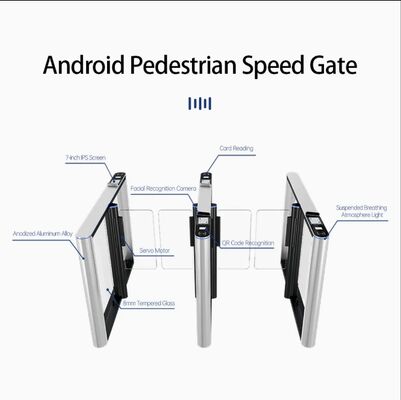 Buy Android System Silver Color Face Recognition Speed Gate Turnstile Aluminum Material Plus RFID Qr Code Reader Automatic Security Entrance online manufacture