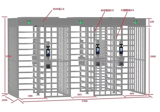 Temperature Detection SUS 304 Face Recognition Turnstile
