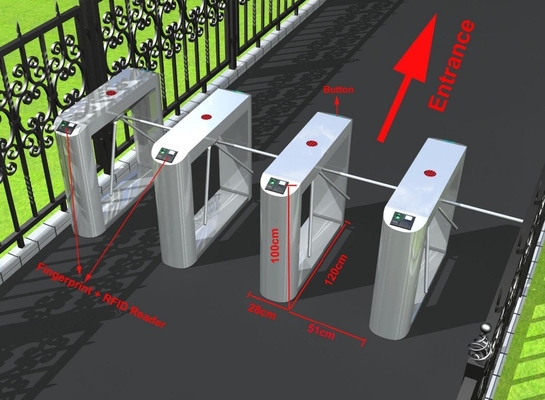 Anti Tailgating Fingerprint Access TCP/IP Tripod Turnstile Gate