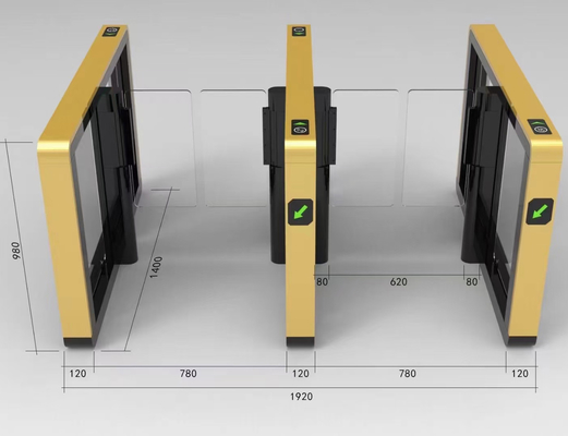 Sever Motor Control Fastlane Pedestrian Swing Gate Glass Swing Barrier