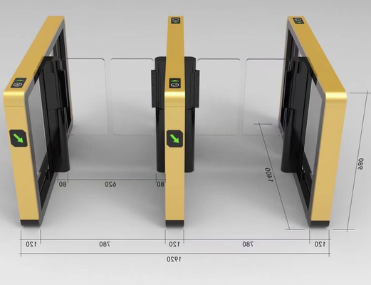 Sever Motor Control Fastlane Pedestrian Swing Gate Glass Swing Barrier