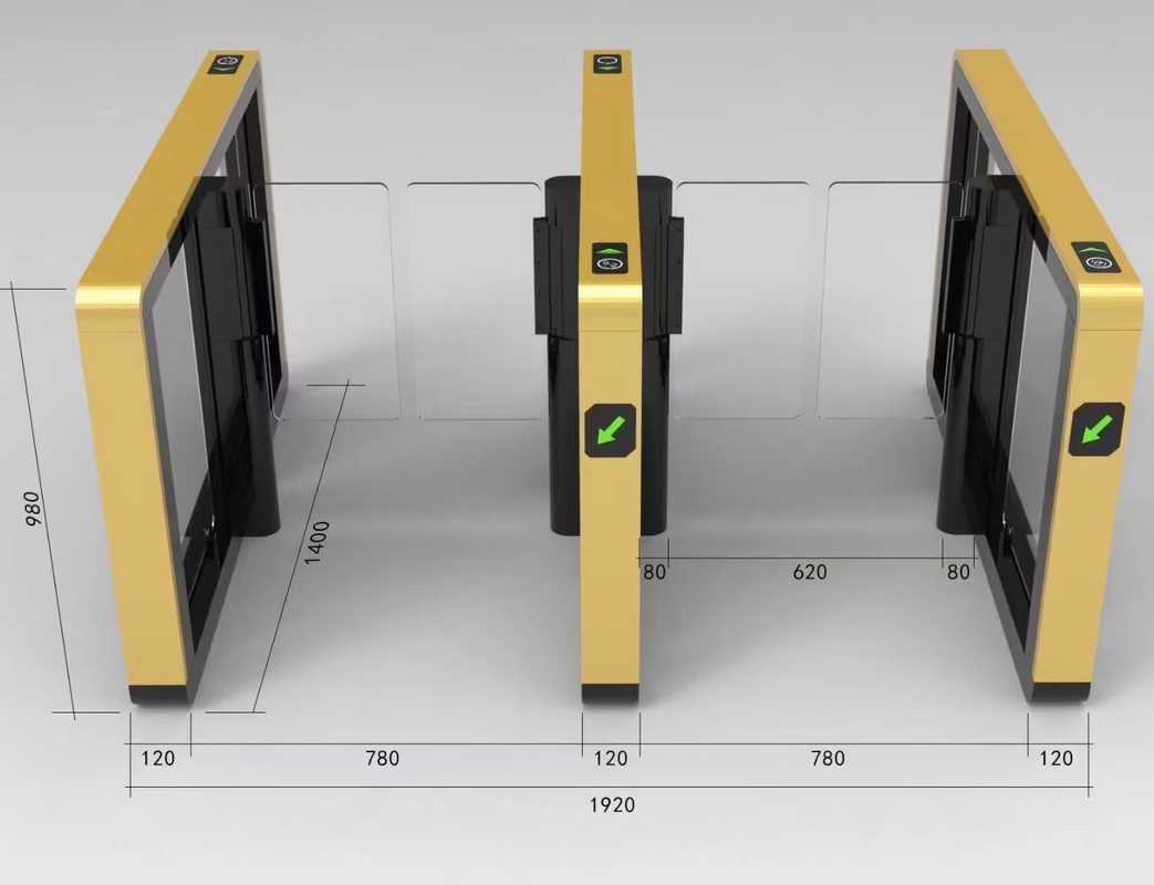 Sever Motor Control Fastlane Pedestrian Swing Gate Glass Swing Barrier